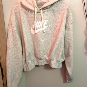 Never worn. Nike Crop Hoodie. All Cream with Nike White Swoosh.